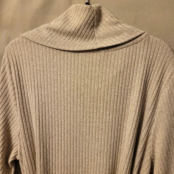 OPHELIA ROE Beige metallic gold stretchy ribbed Midi Dress Wmn's XL NYE career - Picture 8 of 13